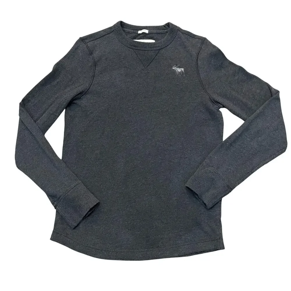 Y2K Abercrombie And Fitch Mens Muscle Sweater Medium Dark Gray Fitted Preppy - Picture 1 of 7
